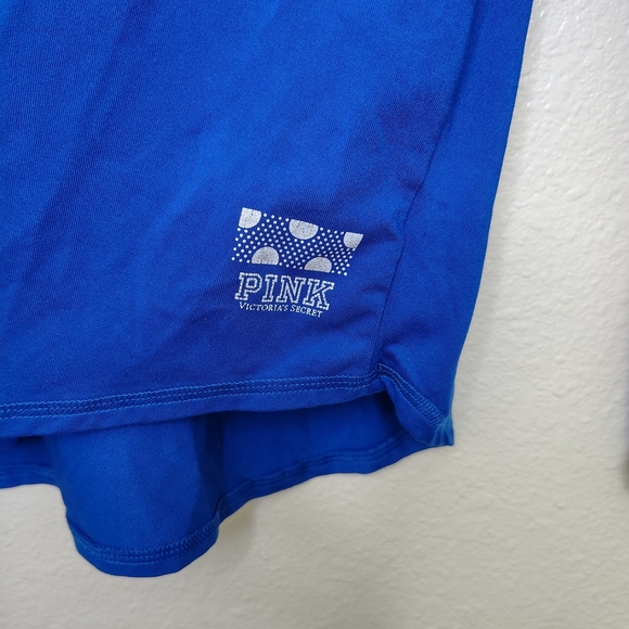 PINK Victoria's Secret Activewear Blue Long Sleeve Shirt With Mesh Detail Sz M - Picture 8 of 11